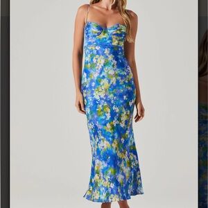 ASTR The Label Florianne Floral Satin Maxi Dress, Small